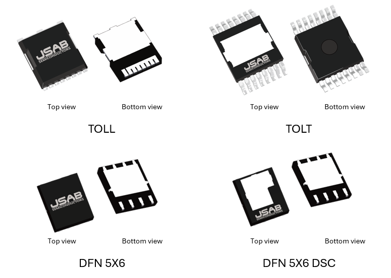 安建半导体 SGT MOSFET 采用先进热性能封装 TOLT, DFN5x6 DSC ，针对大电流高功率应用